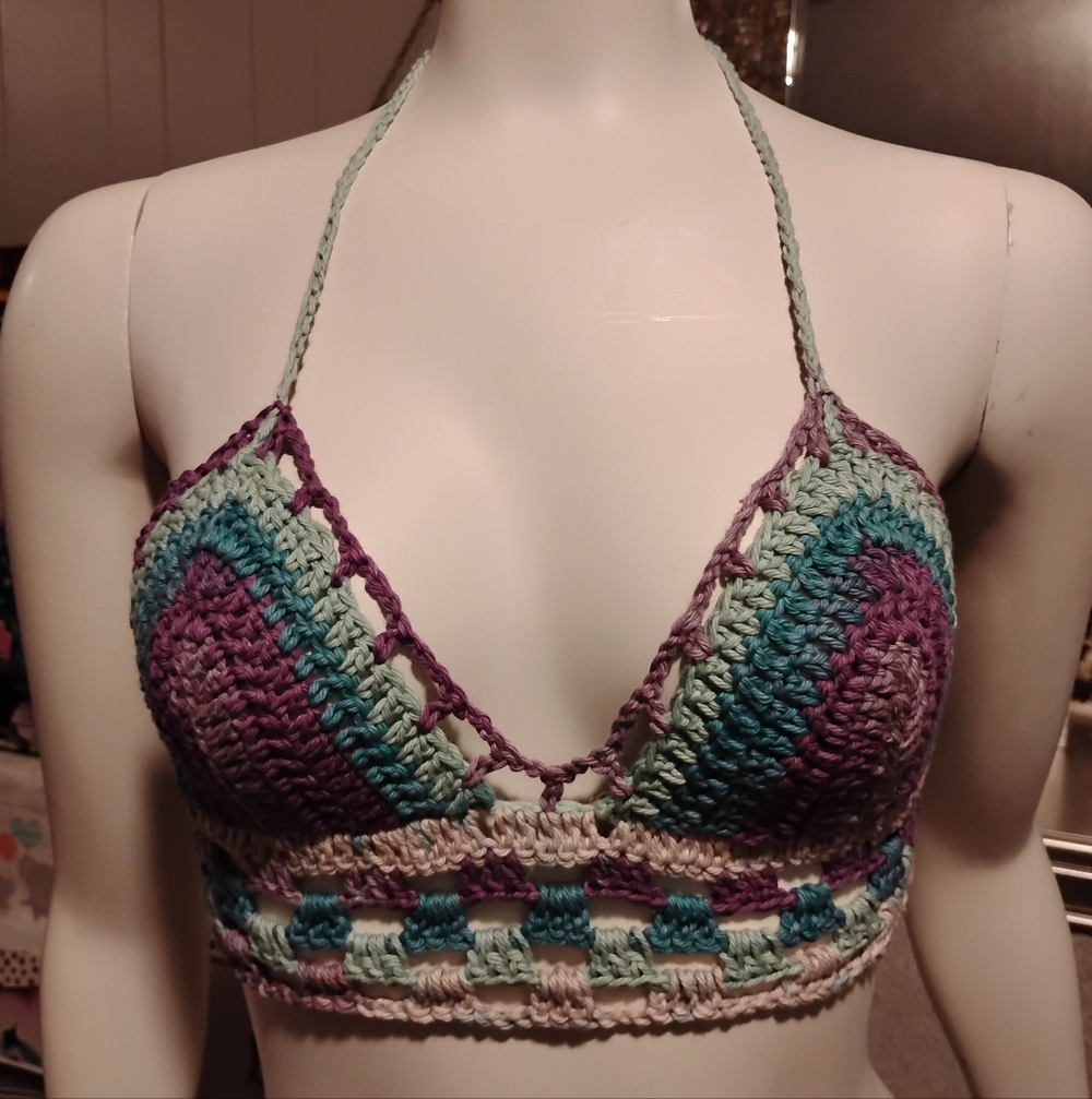 Multicolor Crochet Halter Top - Picture 9 of 14